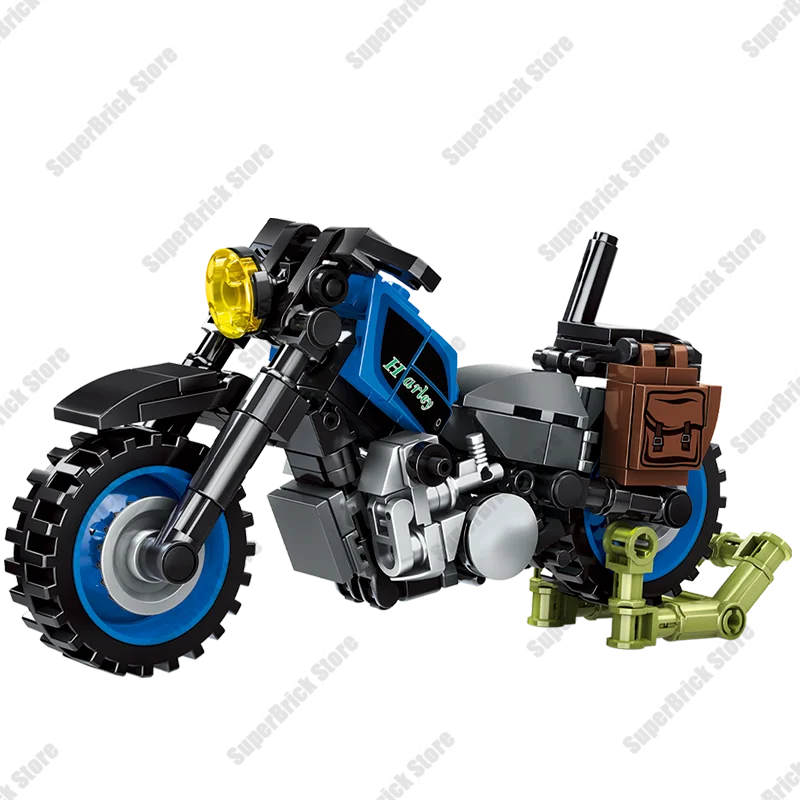 Urban Creativity Series Speed Champions OffRoad Vintage Motorbikes Building Block Touring Trailer Racing Classic Model Brick Toy