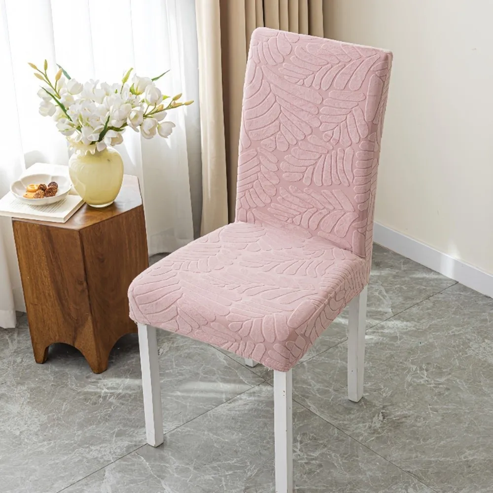 

High-elastic Dining Chair Cover Jacquard Dust-proof Stool Slipcover Anti-slip Soft Integrated Seat Cover for Home Decoration