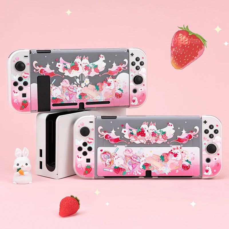 

Lovely Bunny Switch OLED Protective Shell NS Controller Joy-Con Split Hard Cover Protection Case For Nintendo Switch Accessories