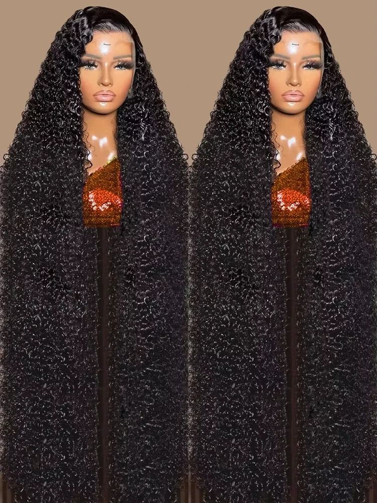 

42 Inch Deep Wave Lace Front Wigs Human Hair 200% Density, 13x4 HD Transparent Lace Frontal Wigs Human Hair