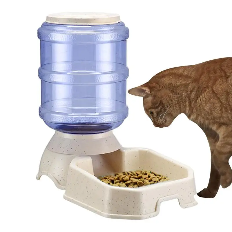 

Automatic Pet Water Food Dispenser 3.8L Large Capacity Self-Dispensing Gravity Pet Feeder Waterer Dog Feeding Bowl Drink Water