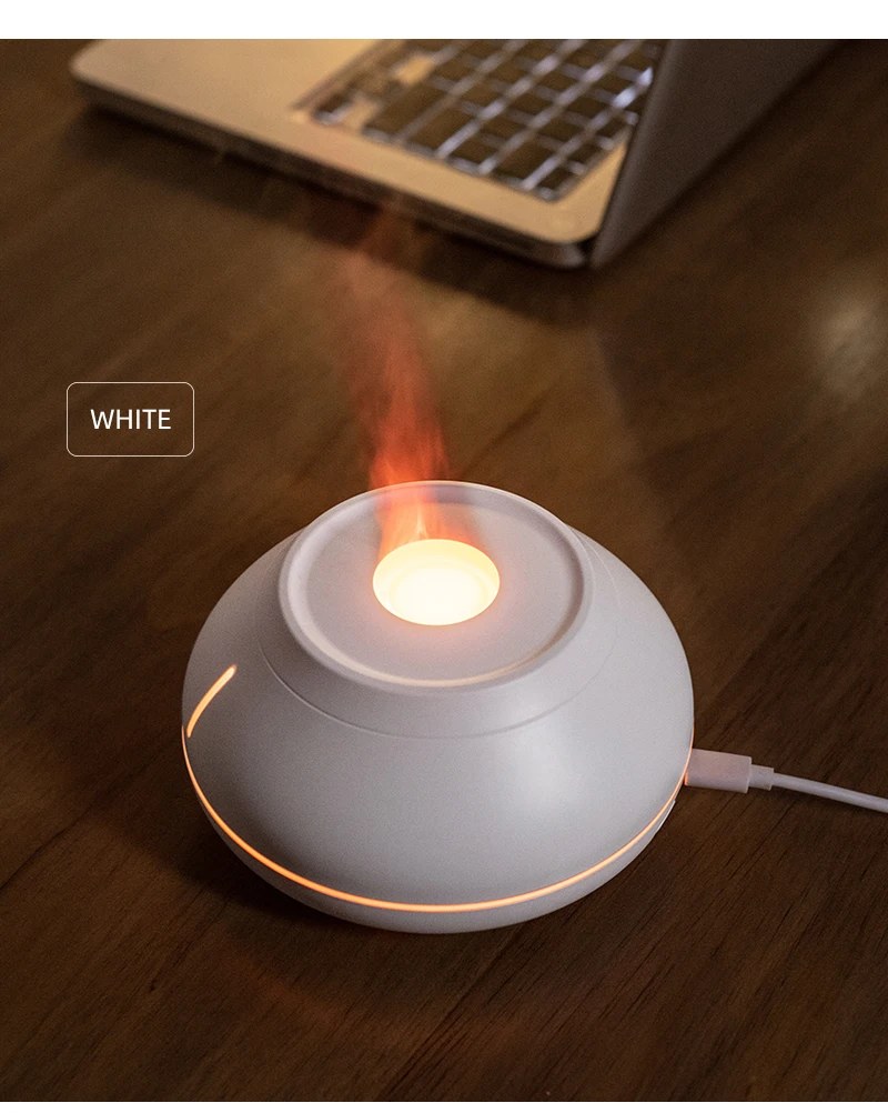 Luchtbevochtiger Kleurrijke Vlam Aroma Diffuser Etherische Olie Geur Diffusers Nevel Sproeier Dc 5V 15 ~ 22Ml/Hr Voor Slaapkamer Kantoor