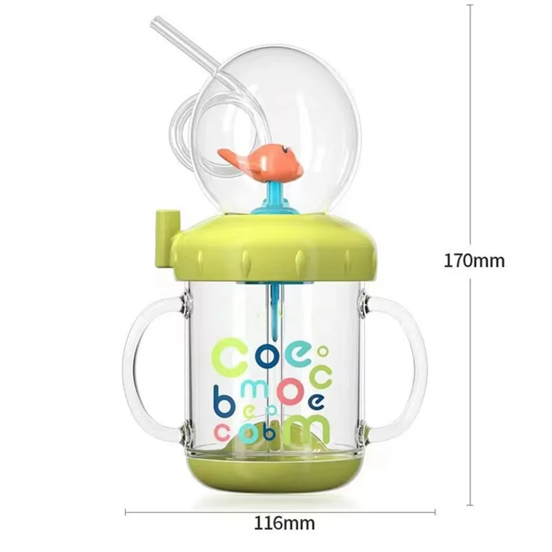 Bicchiere per fontana ABJI-Whale verde erba 220 ml con tappo in cannuccia rimovibile antipolvere e memorizzabile