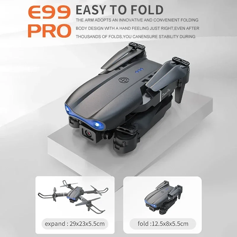 미니 E99Pro 접이식 RC 헬리콥터 5G WiFi FPV 4K 듀얼 HD 카메라 드론 (고도 유지, 광각, 전문 항공 사진 촬영 기능 탑재)