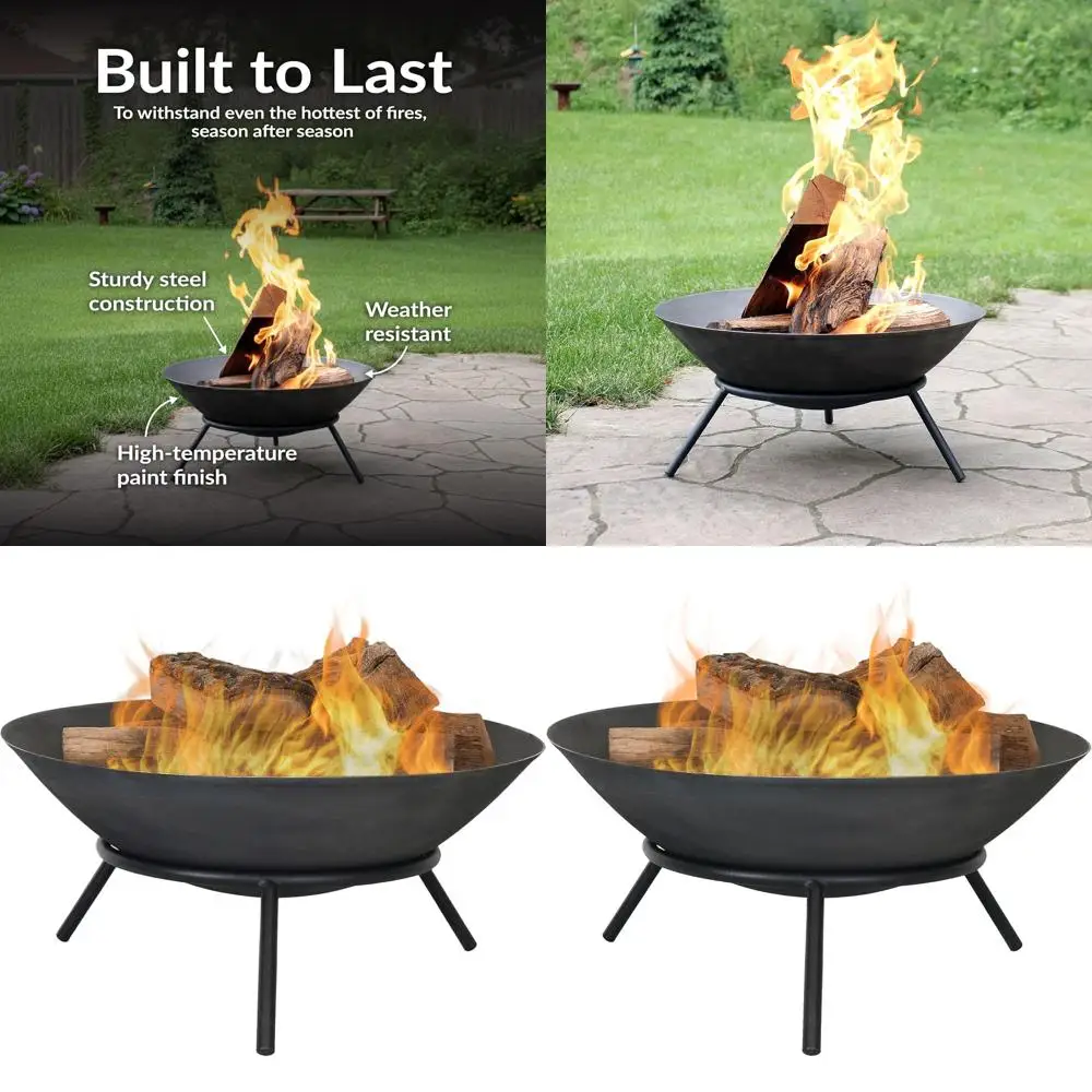 

Чугунная чаша для костра на дровах с переносной подставкой, 22 дюйма - черная сталь