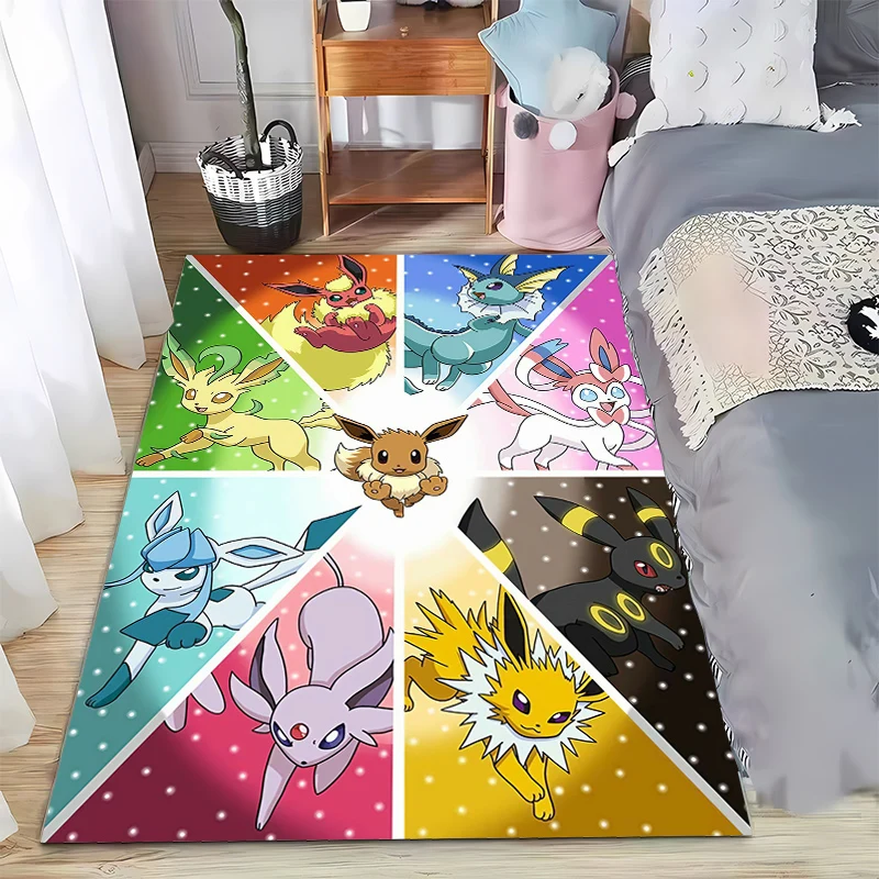 Japanese Anime Pokemon Pikachu Eevee Large Area Rug 3D Carpet Home for Living Room Kids Bedroom Sofa Doormat Children Floor Mats