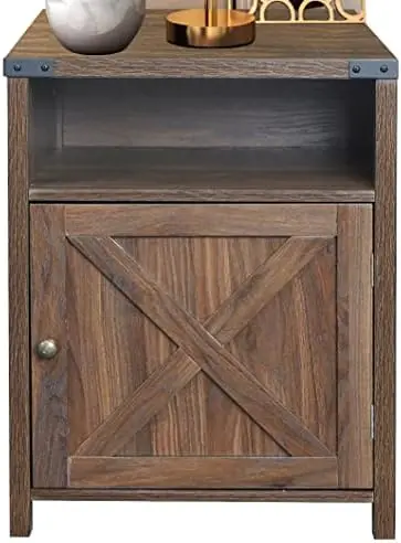 

Nightstand, Farmhouse Bedside Table with Cabinet and Shelves, 18 x 18 x 24 Inches, Sargent Oak Mesas de centro para salas Mesas