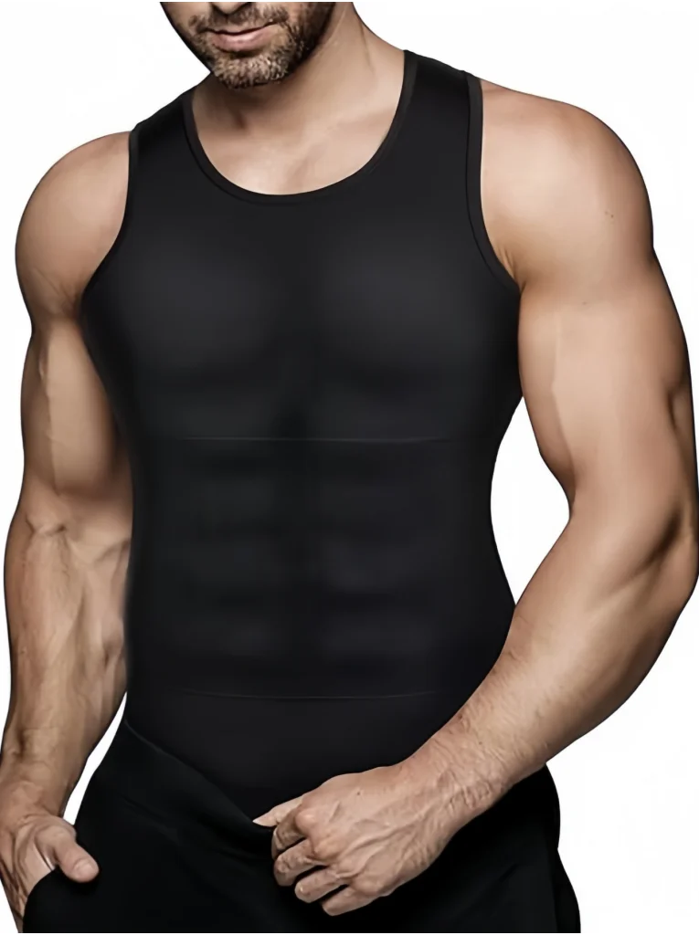 Camisetas de Compresión para Hombre, Ropa Interior Moldeadora de Abdomen, Camiseta Interior Masculina Invisible, Moldeadora de Cuerpo Ajustada