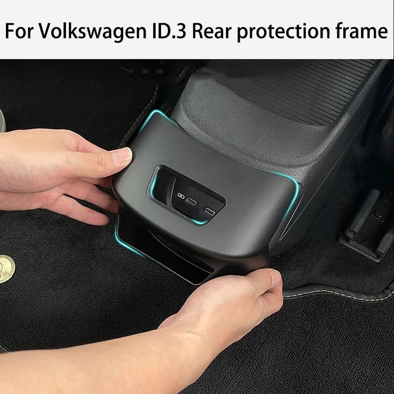 For Volkswagen ID.3 Armrest box rear central channel USB charging panel with storage box added Car Rear Phone Storage Box