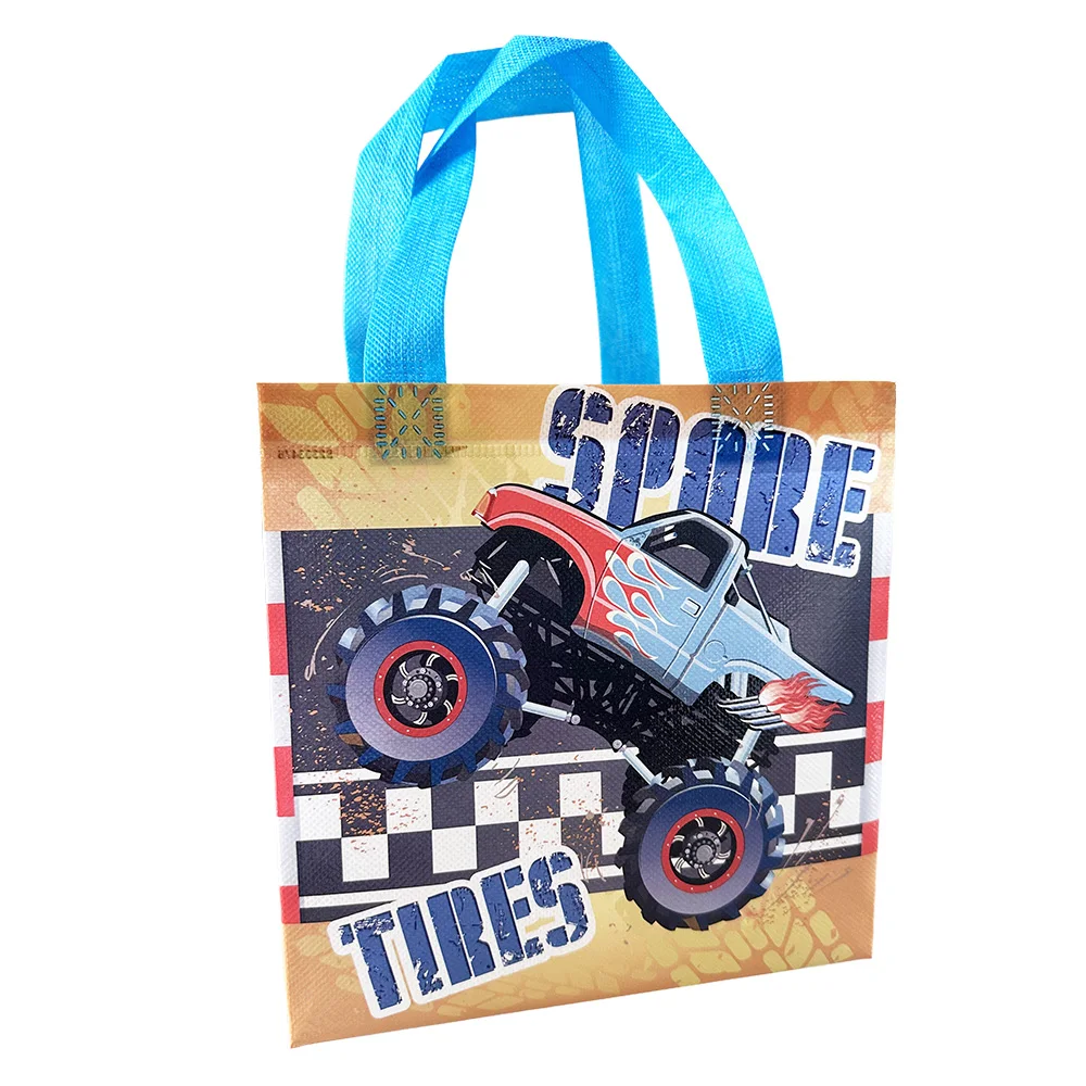 15 Pcs Racing Monster Truck Birthday Party Decorations Supplies Non-Woven Bags Gift Tote Truck Themed with Handles Treat Bags