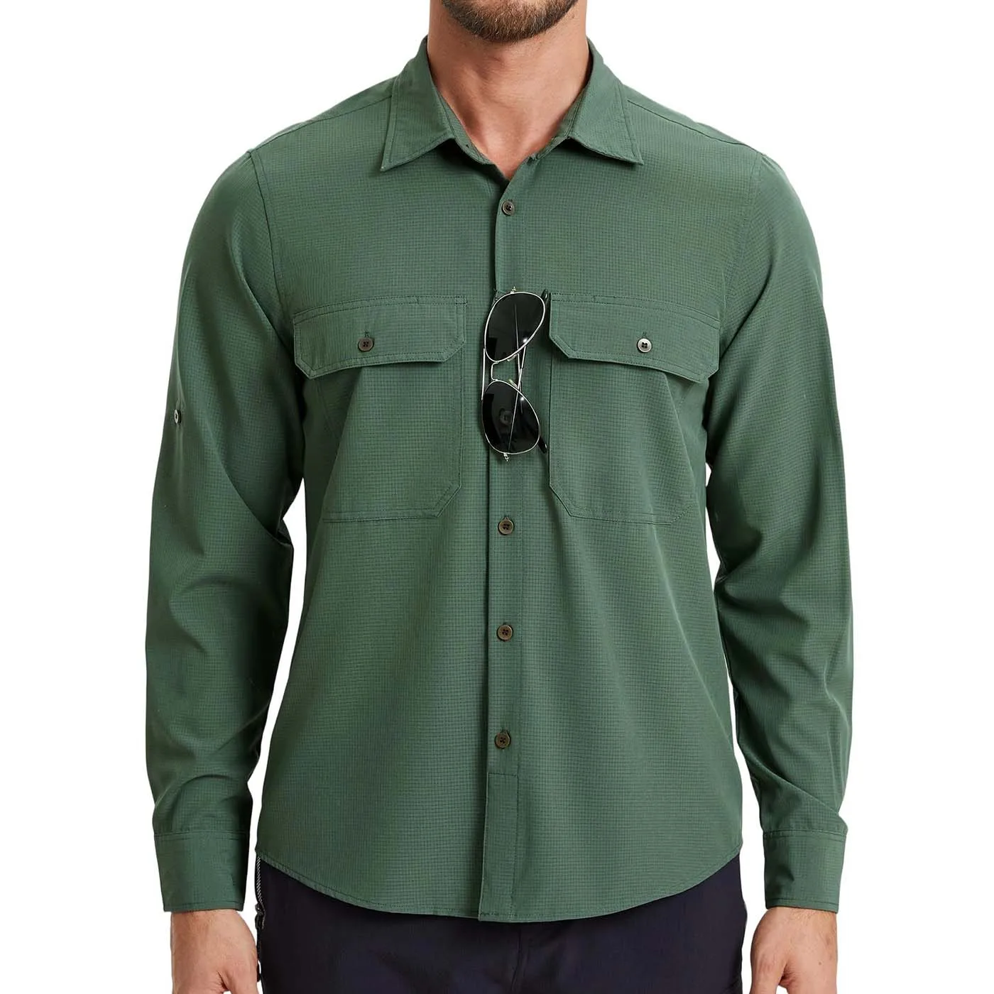 

Summer Cargo Shirts Men's Mesh Breathable Long Sleeve Multi-Pockets Work Shirt Quick Dry Hiking Shirts Fishing Elasticity Tops