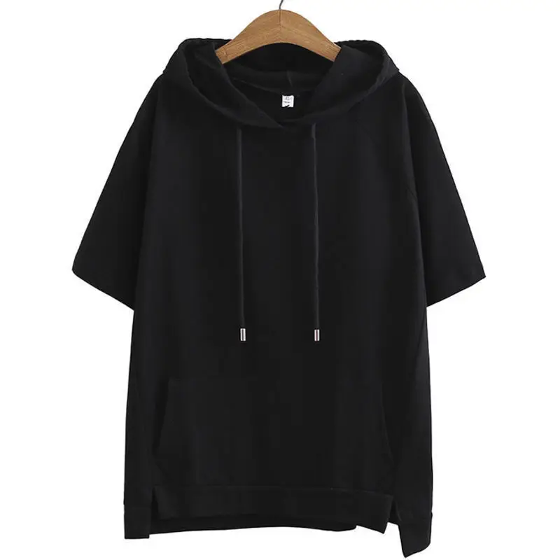 

2024 New Summer Age Reducing Fashion Simple Solid Color Loose Casual Oversized Hooded Drawstring Kangaroo Bag Women's Hoodie