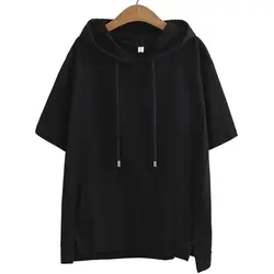 2024 New Summer Age Reducing Fashion Simple Solid Color Loose Casual Oversized Hooded Drawstring Kangaroo Bag Women's Hoodie