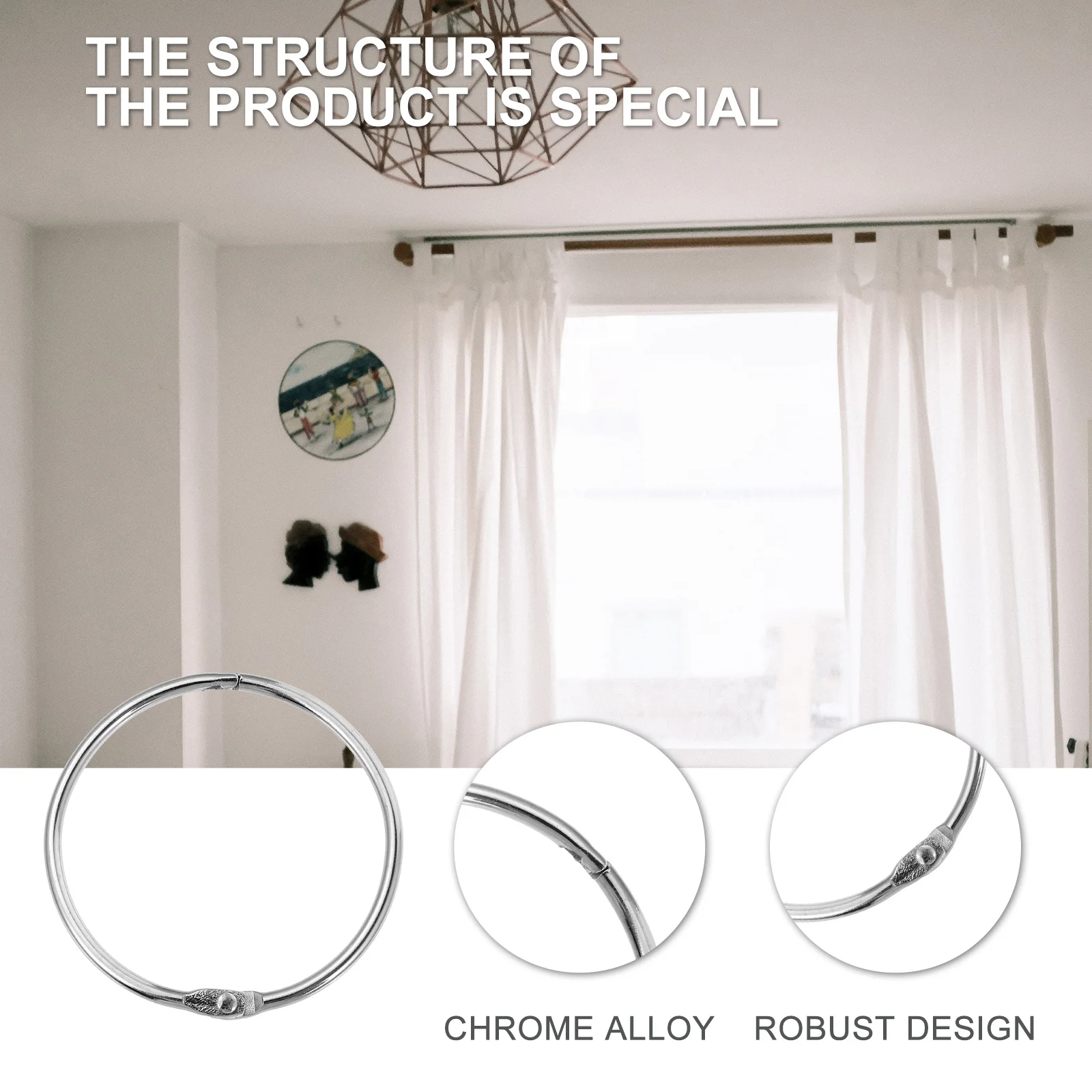 

20Pcs Round Curtain Rings Excellent Useful for Different Home Styles New Look Safe to Use Circular Curtain Hanging Rings