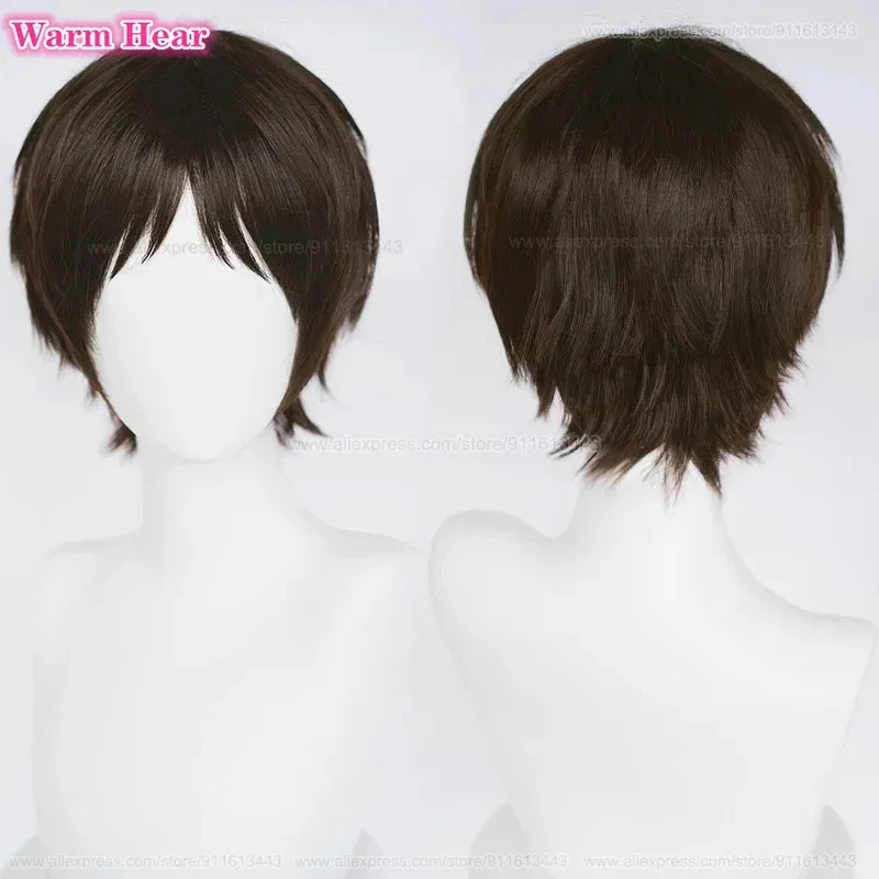 عالية الجودة Zeke Jaeger الاصطناعية 30 سنتيمتر الذهبي مركز الجزء تأثيري أنيمي شعر مستعار مقاومة للحرارة الشعر هالوين حزب الباروكات FB ؛ 78KD ، ؛ G