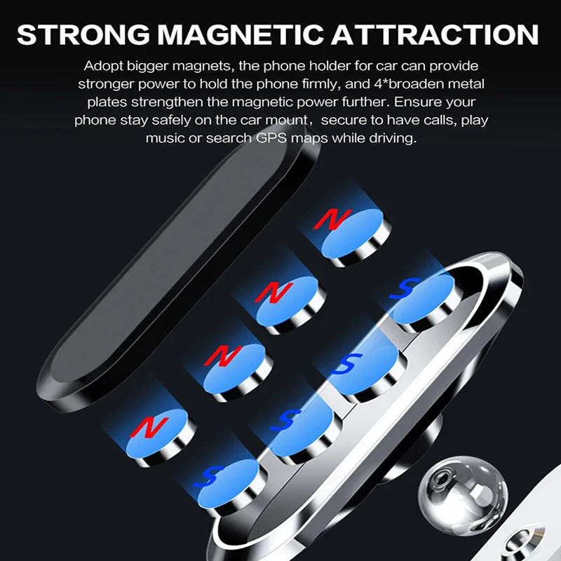 360 ° Magnetyczny uchwyt samochodowy na telefon Magnes na smartfon Stojak na telefon komórkowy Obsługa GPS dla iPhone 13 12 XR Xiaomi Mi Huawei