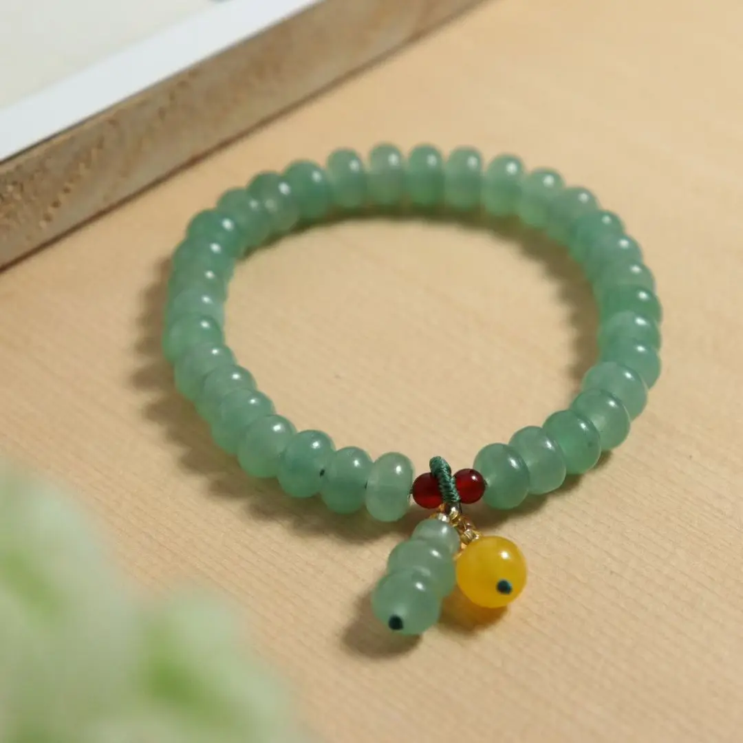 

Браслет из натурального нефрита Dongling для мужчин и женщин, браслет из нефрита с дотошным расчета, браслет из нефрита из бисера счеты и тыквы