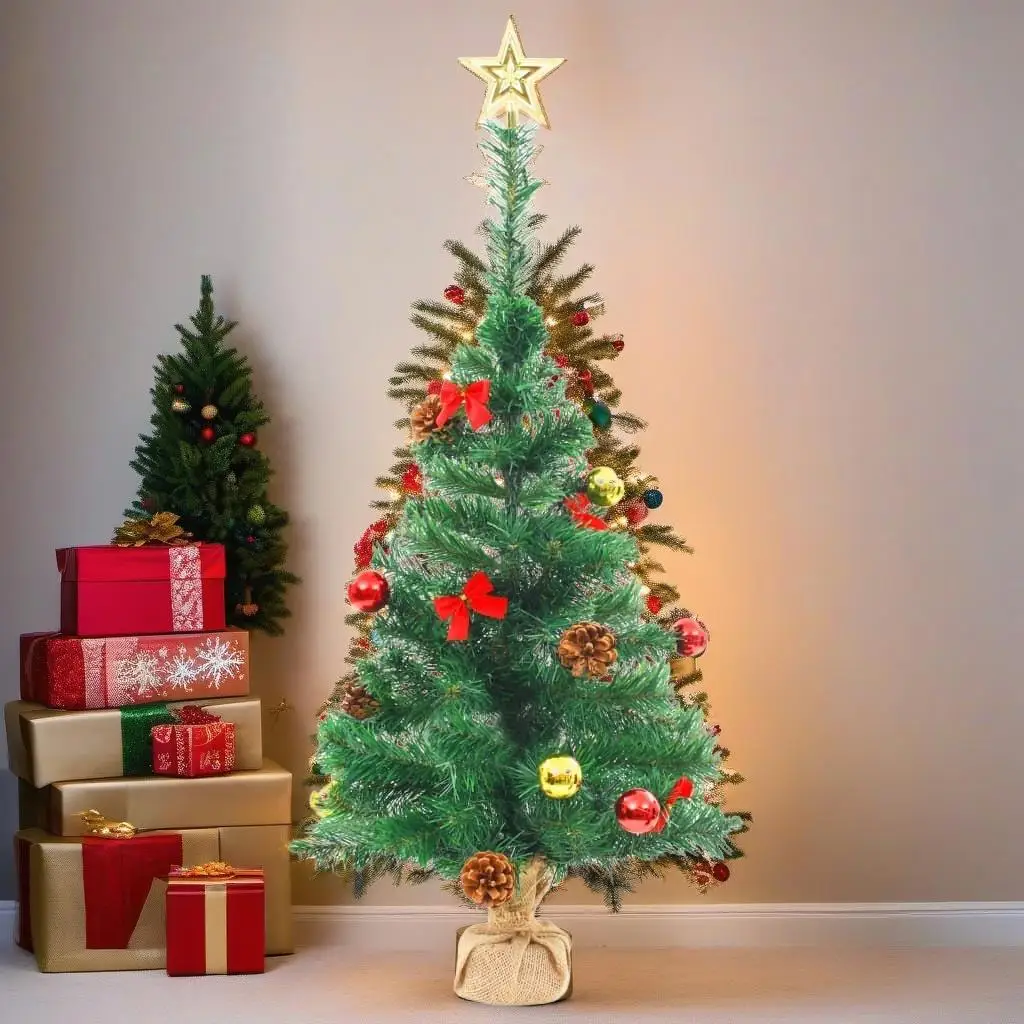 

2 Ft Artificial Pre-Lit Christmas Tree with Baubles - Festive Green Holiday Decor