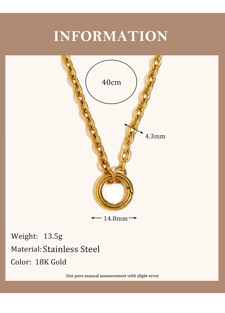 La. Muses Chain Styles Large O-Shaped Spring Buckles DIY Necklaces Stainless Steel Women's Fashion Waterproof Jewelry Gifts