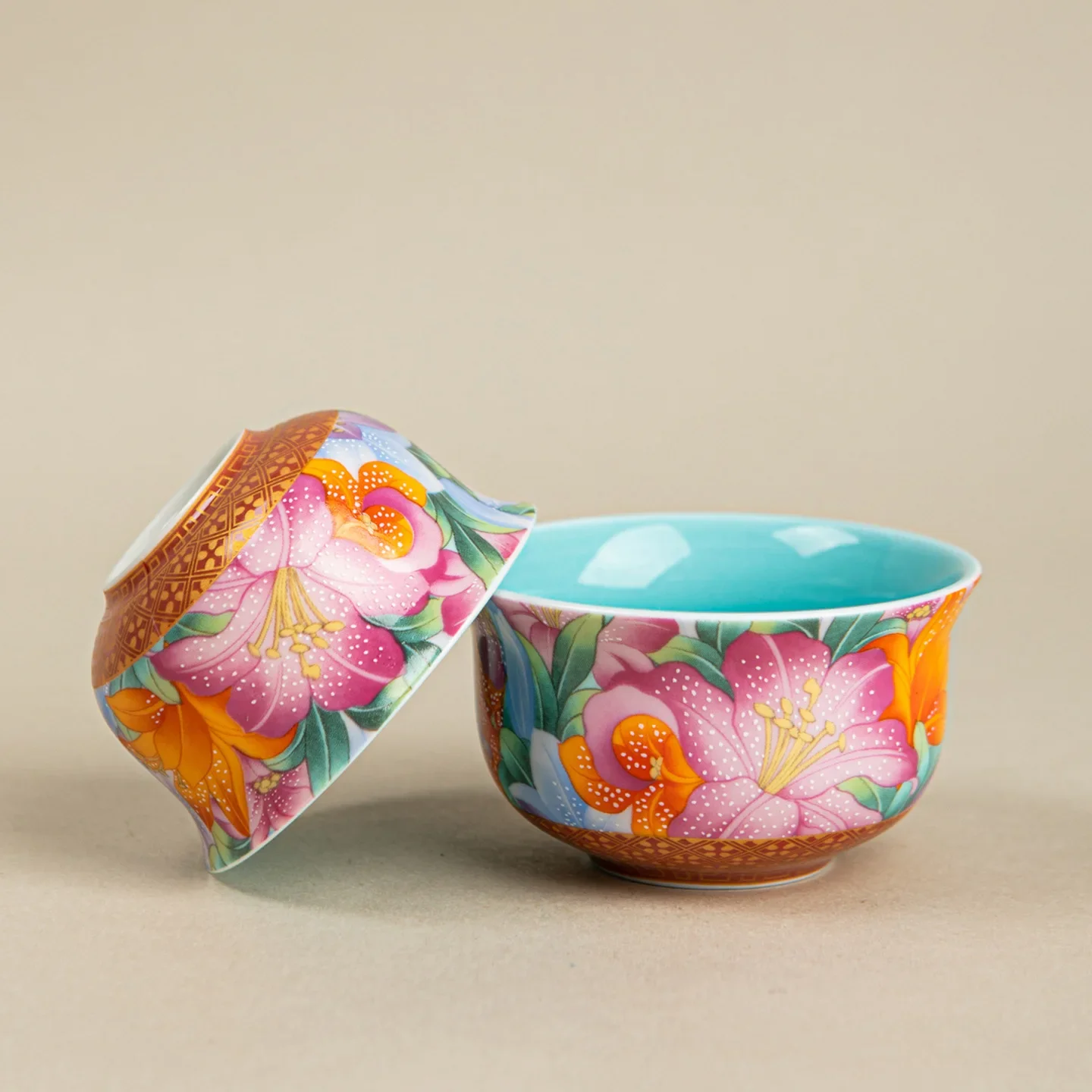 Enamel Covered Bowl Tea Cup Kung Fu Travel Tea Set Portable Colorful Car Outdoor One Covered Gaiwan Bowl Two Cups Companion Gift