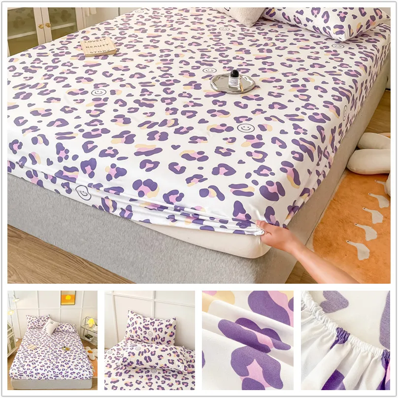 

Printed Fitted Sheet Sets lençol Single/Full/Queen/King Size Bed Sheets with Pillowcase for Home Elastic Band Mattress Cover