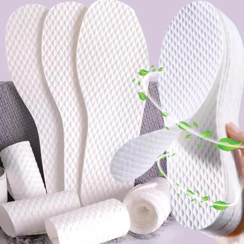 Men's and Women's Summer Disposable Natural Wood Pulp Sweat Absorbing Breathable Odor Proof Anti Slip Shoe Insole for Feet