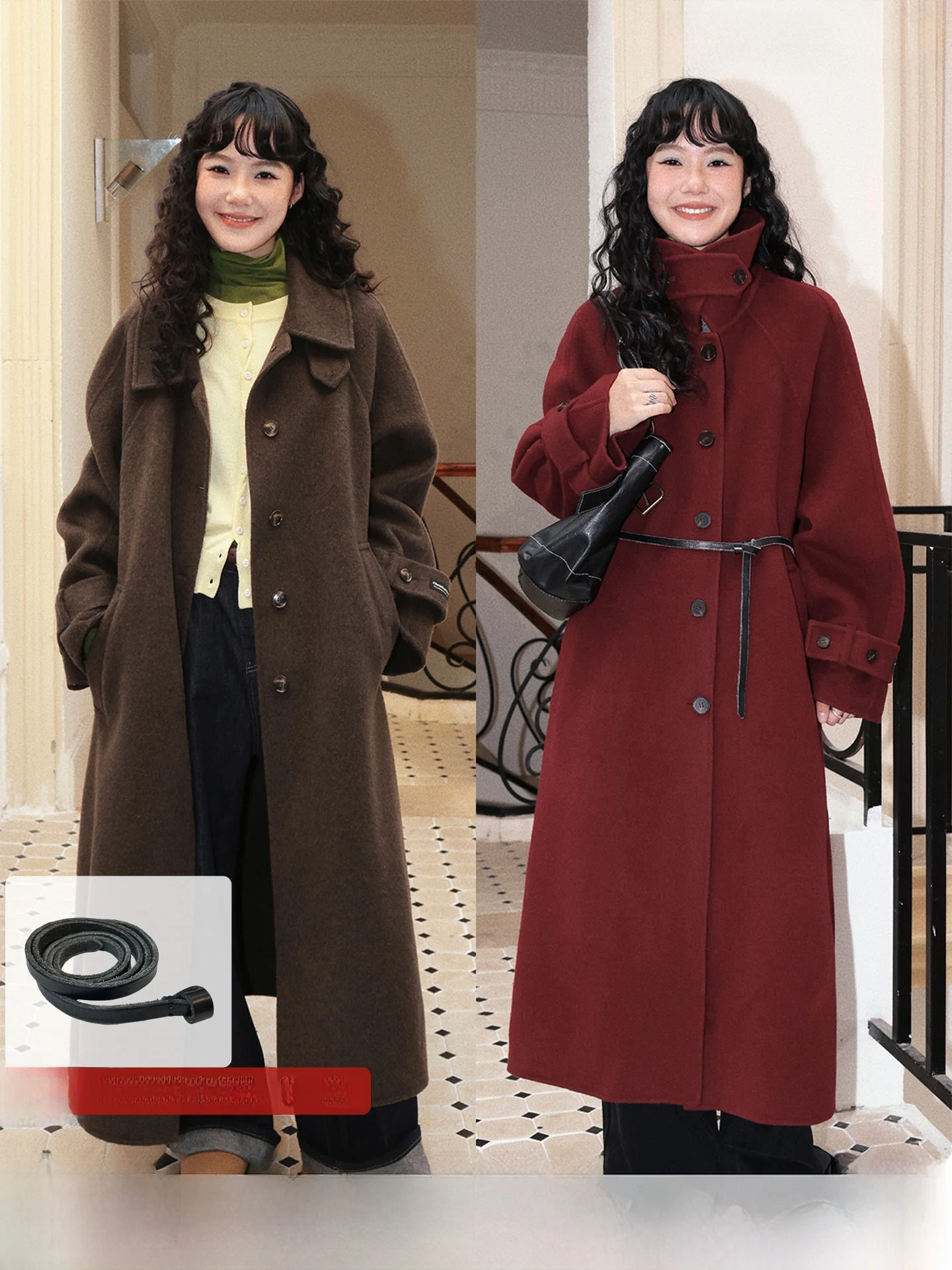 

Женское длинное двустороннее шерстяное пальто Chtry Girl Chemical Youth, красное, теплое, зимнее, эксклюзивно онлайн