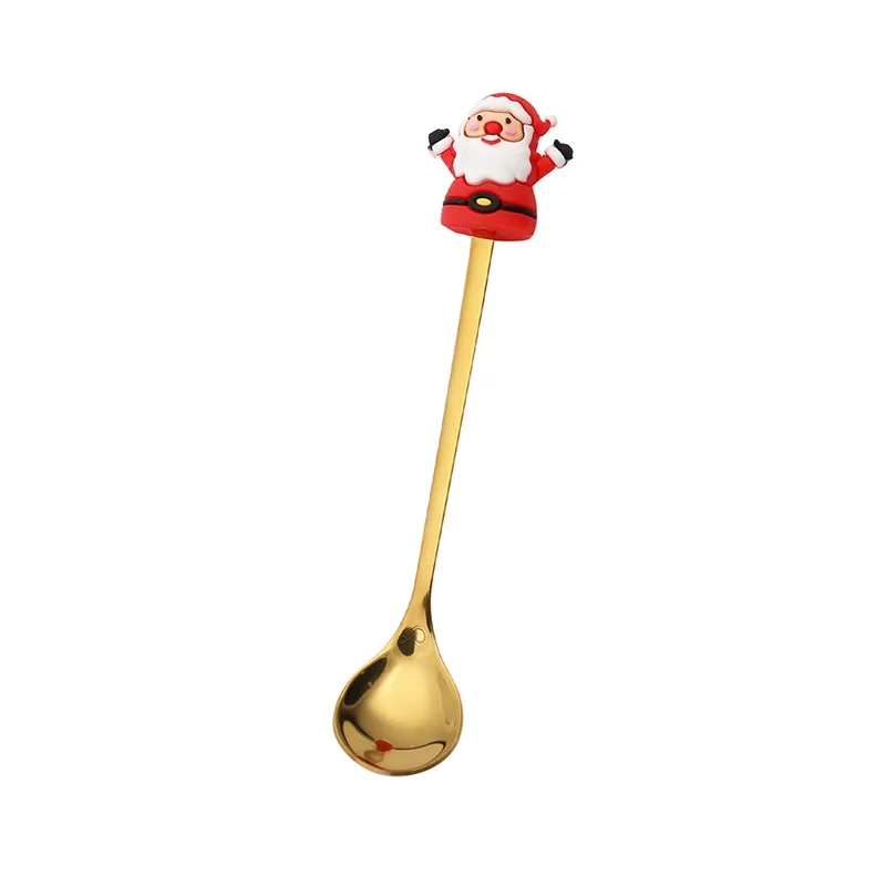 4PCS Christmas Spoon Fork Set Stainless Steel Santa Christmas Tree Shaped Decor Tableware for Home Dinner Christmas Spoons