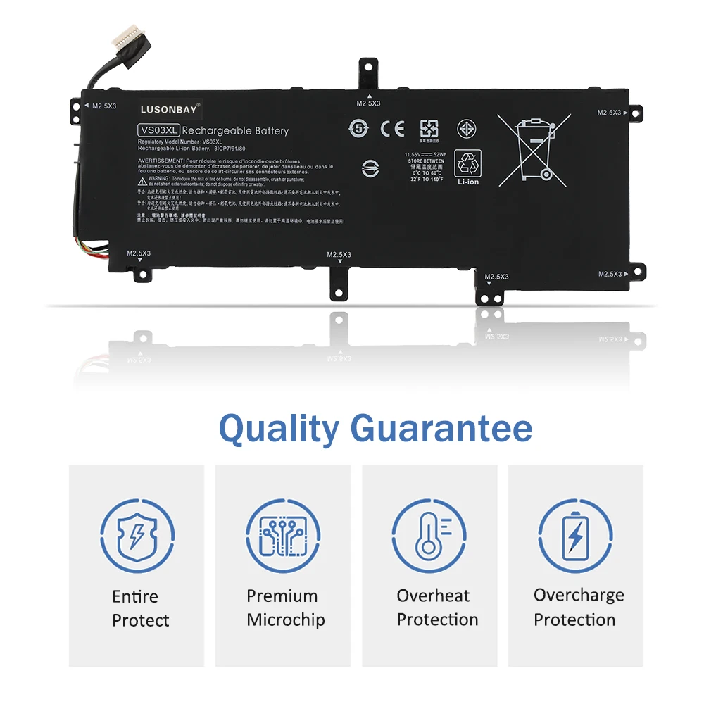 VS03XL 849313-850 Battery for HP Envy 15-AS 15T-AS Series: 15T-AS100 15-AS133CL 15-AS152NR 15-AS043CL 849047-541 11.55V 52WH