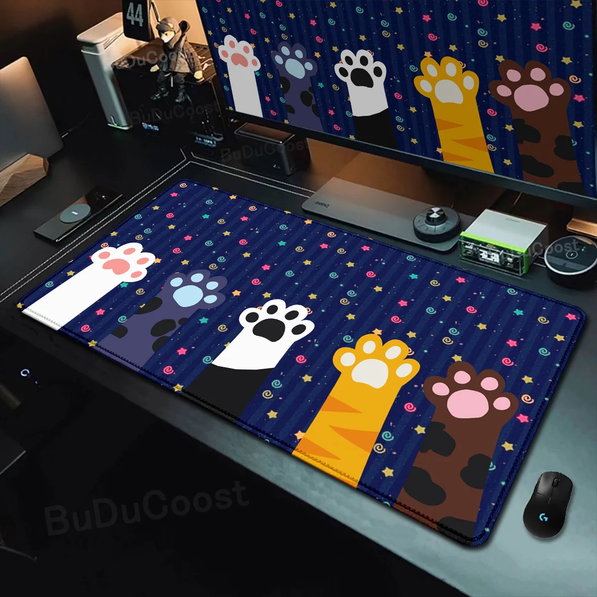 Large Anime Mousepad Cute Cat Paw Computer Gamer Deskmat Bottom Antislip Rubber Speed Game Mouse Pad Keyboard Office Accessories