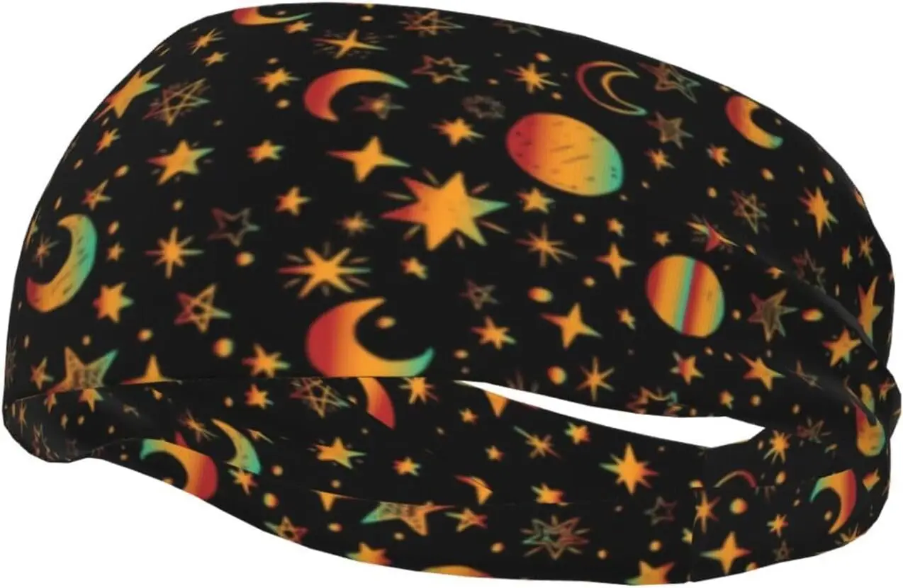 

Gothic Goth Bat Headbands Stars Moon Sweatband Fashion Summer Hair Bands for Tennis,Basketball,Running,Gym,Working Out
