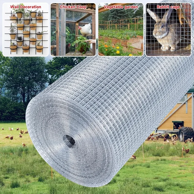 Hardware Cloth,1/2inch 48inx100ft 19 Gauge,Double-Layer Hot-Dip Galvanizing After Welding,Chicken Wire Fence Wire Mesh Fence Pou image 3