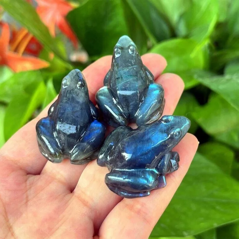 

1.3'' Natural Labradorite Frog Statues & Figurines Quartz Frog Crystal Animal Hand Carving Model Chakras Decorating Items