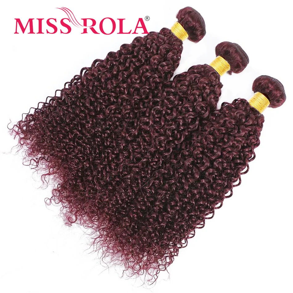 Miss Rola Brazilian Kinky Curly Human Hair Weaves 1/3/4 Bundles 27# Blonde 99J BUG Ombre Remy Hair Extensions Double Wefts