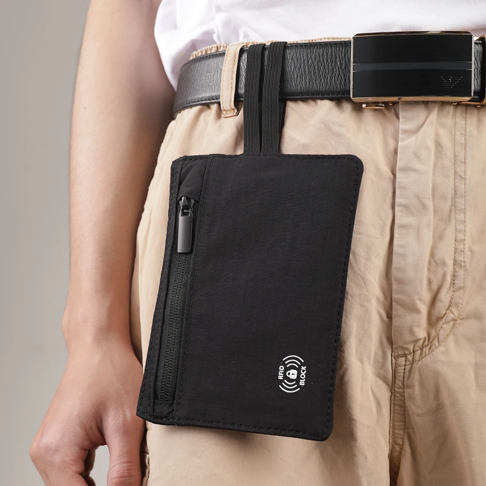 RFID Blocking Money Belt Travel Pouch, Small Wallet for Credit Card, ID, Cash, Concealed Bag Holder for Women & Men