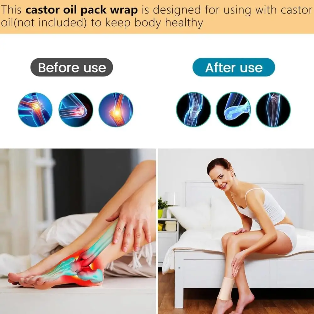 

Soft Castor Oil Pack Wrap Flannel Castor Reusable Castor Oil Compress Pads Wraps Anti-Slip Washable Castor Oil Wraps