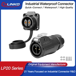 CNLINKO M20 PBT IP68 Waterproof Connector Upgraded LP20 2 3 Pin Circular Plug Socket Industrial Electrical Power Cable Connector