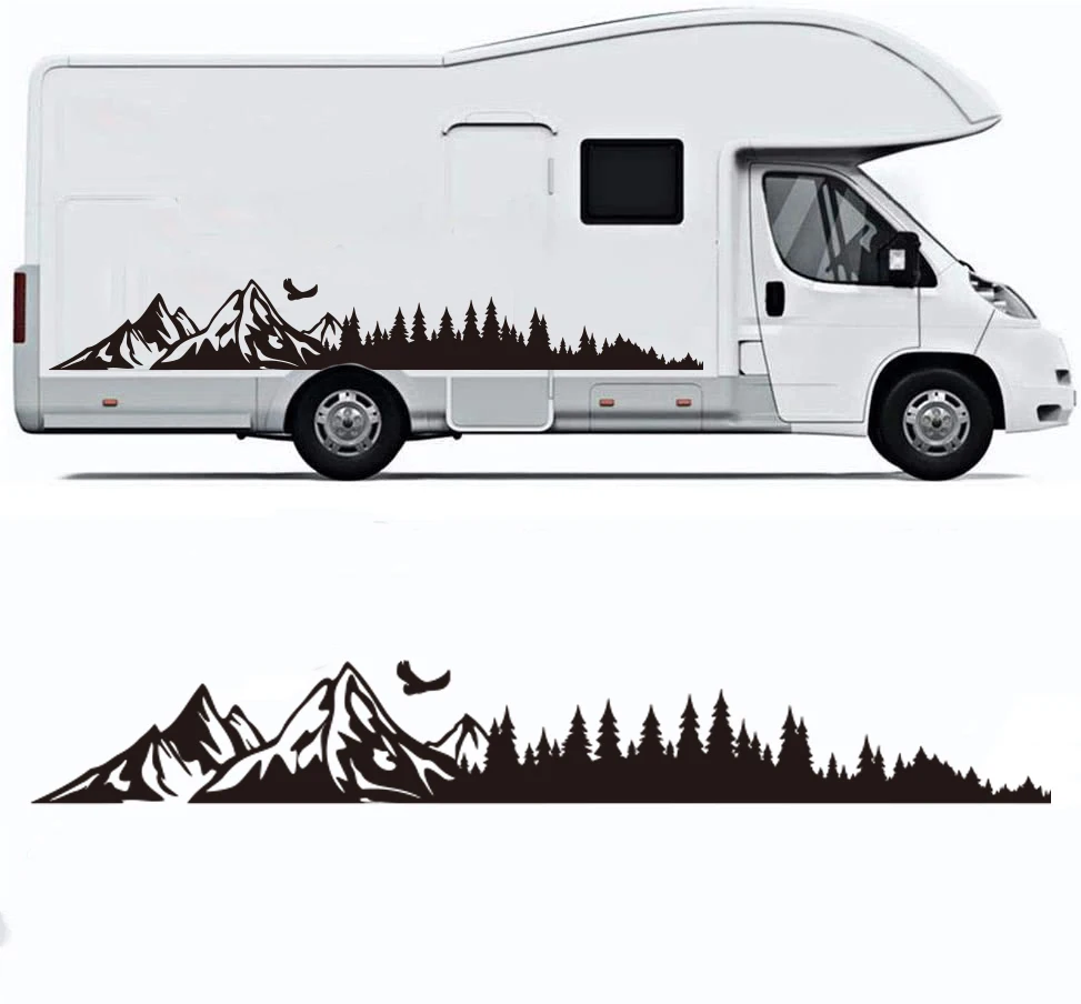 Mountain Forest Landscape Car Sticker Decal Travel Adventure for Vans Motorhome Camper Rv Caravan Decor