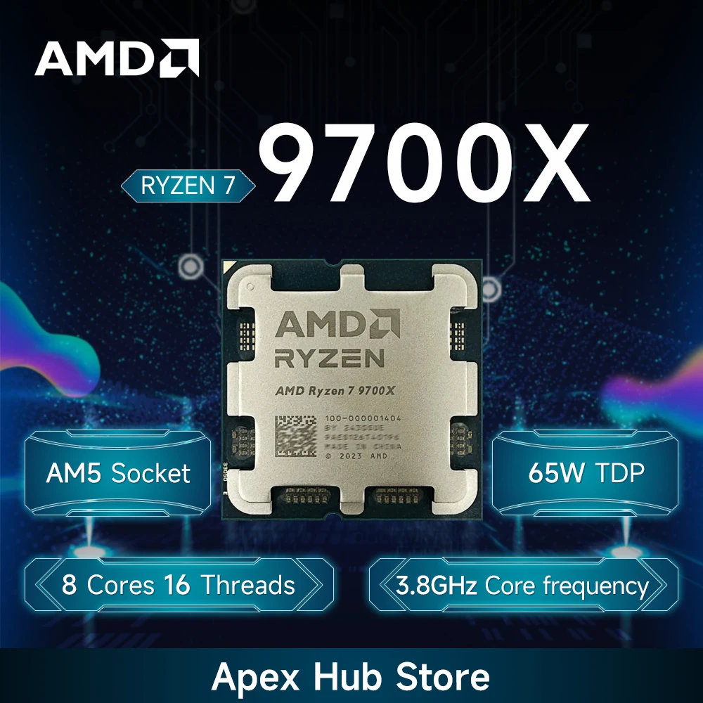 

НОВЫЙ процессор AMD Ryzen 7 9700X L3 = 32M 4NM DDR5, 65 Вт, 3,8 ГГц, 8 ядер, 16 потоков, R7 9700X, разъем AM5, новый без вентилятора