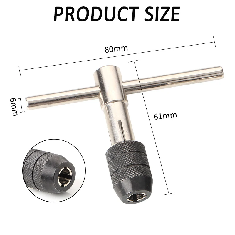 Imagem -05 - T-handle Ratchet Tap Titular Wrench Conjunto Ferramentas Manuais M3-m8 M3-m6 Machine Screw Thread T-shaped Tap Profissional Ajustável