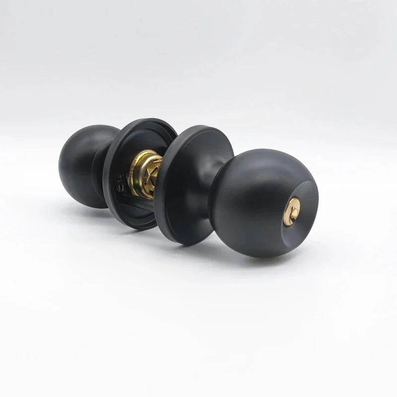 Matte black tubular lever ball lock interior wood door lock copper core three bar lock with spoon