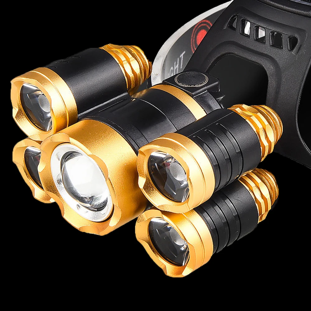 High Power LED Headlamp High Lumen Rechargeable 18650 Head Light Waterproof Front Head Flashlight 4-Mode ZOOM Fishing Light