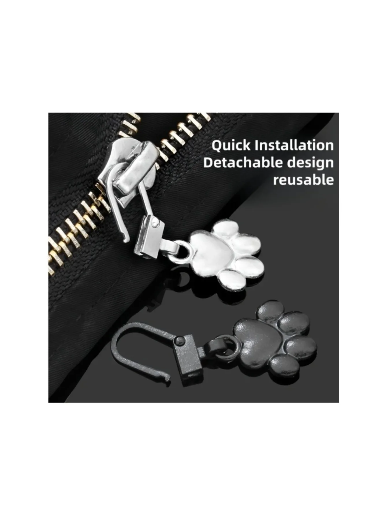 

4/5Pcs Cat Claw Metal Zipper Head Zipper Removable Clothes Luggage Jacket Replacement Accessories Pull Lock Head Pendant Repair