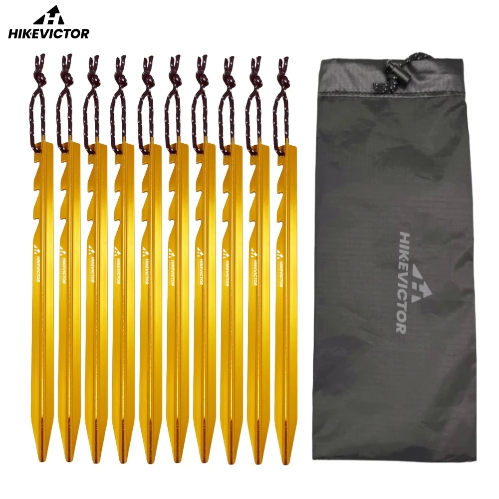 HIKEVICTOR 10Pcs/Lot 18cm Aluminum AlloyTent Pegs Camping Tent Accessories Hammer Wind Rope Tent Nail Storage Cover Case Travel