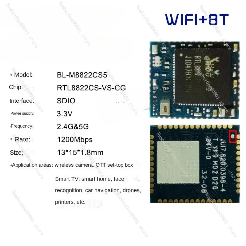 

For Rtl8822cs Dual-Band Gigabit WiFi Bluetooth 5.0 SDIO WiFi Wireless Module 1200M Speed