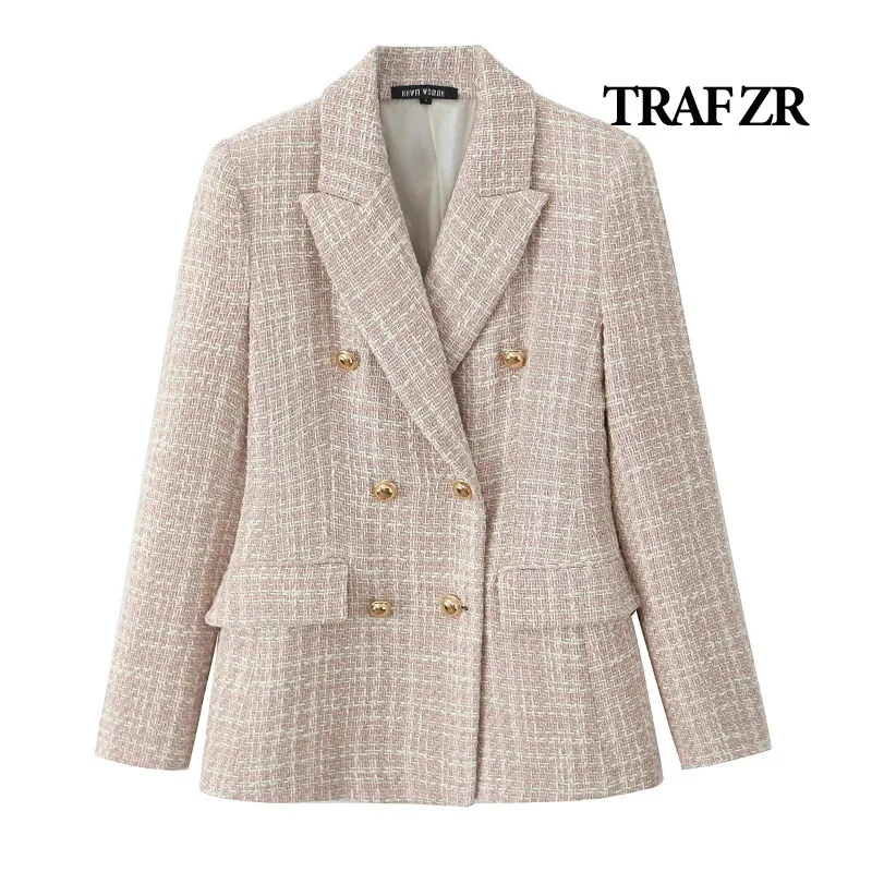 TRAF ZR Urban Coats Blazers Female Elegant and Pretty Women's Coats Women's Autumn Coat England Style Plaid Tailored Coat