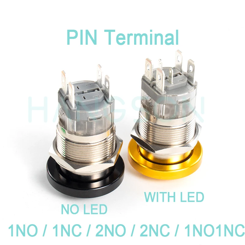 22MM Heavy Duty Push Button Switch High Current 15A Mushroom Head 16/19mm 12V 24V 220V Momentary Latching LED Metal Push Button