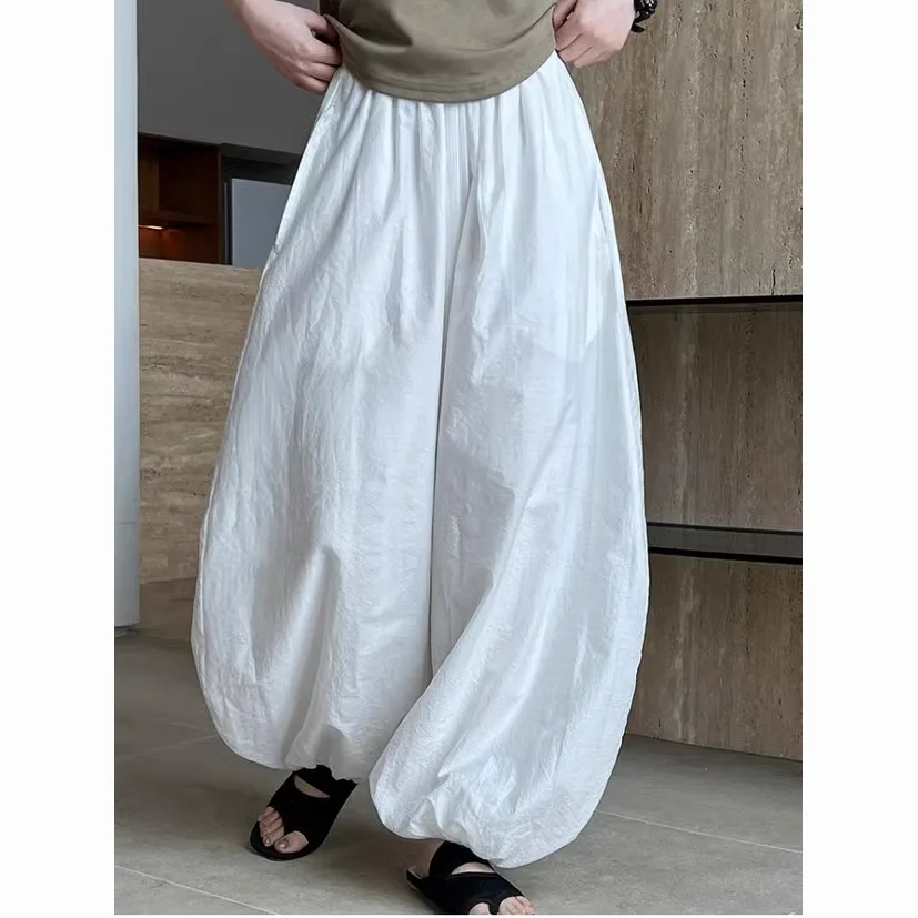 

plus Size Women's Casual Cotton Linen Lantern Leg Pants Wide Leg Comfortable Summer New Style Harlan Pants Slimming Effect