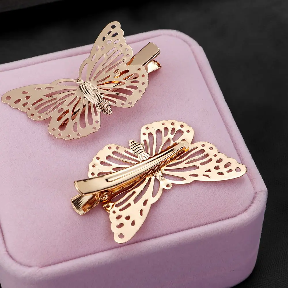 مشابك شعر على شكل فراشة عتيقة للنساء دبابيس شعر معدنية ذهبية لغطاء رأس الزفاف للفتيات دبابيس بوبي غطاء للرأس مجوهرات شعر عصرية #4