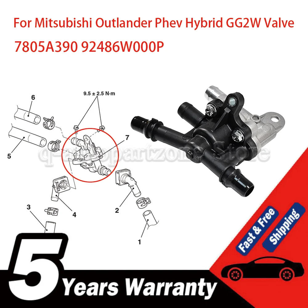 

For Mitsubishi Outlander Phev Hybrid GG2W Valve Hydraulic 7805A390 92486W000P Heater Valve Thermostat Plug in parts